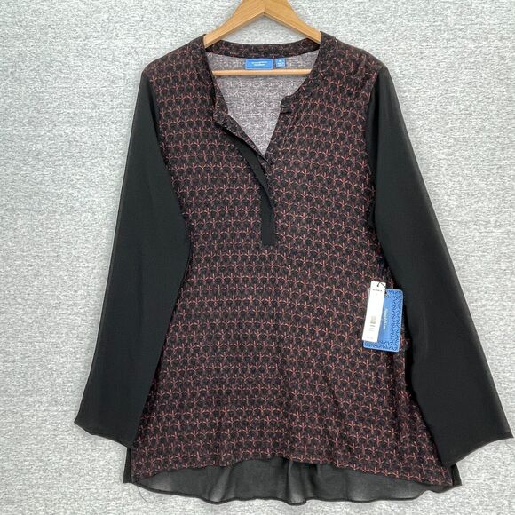 Simply Vera Wang Blouse Womens Extra Large Colorblock Sheer Hem Career NEW - Picture 1 of 12